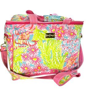 Lilly Pulitzer Pink Floral Insulated Cooler Bag W/ Double Handles & Adjustable S